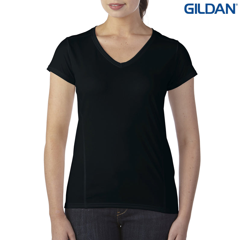 Gildan Performance Ladies’ V-Neck Tech T-Shirt – product view 1