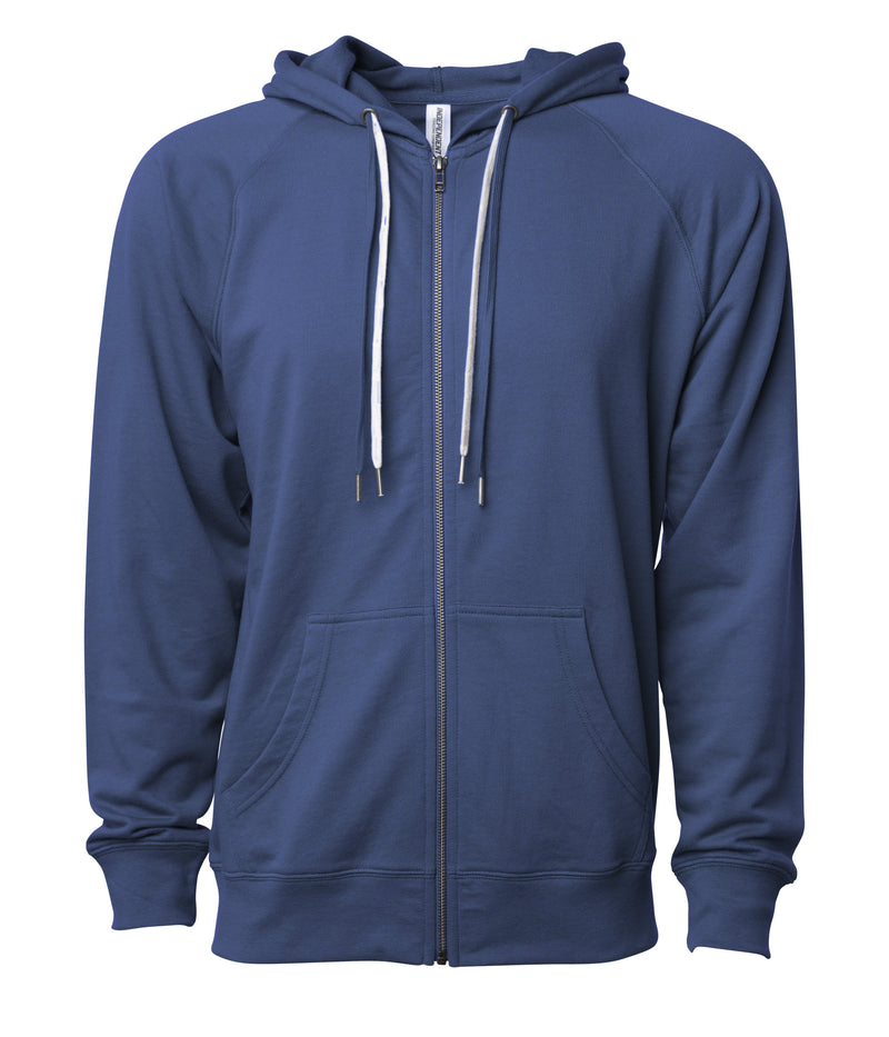 Unisex Lightweight Loopback Terry Zip Hood – product view 1