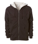 Sherpa Lined Zip Hooded Sweatshirt in Cocoa/Natural