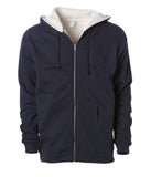Sherpa Lined Zip Hooded Sweatshirt in Navy/Natural