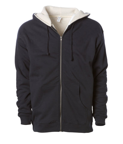 Sherpa Lined Zip Hooded Sweatshirt in Black/Natural