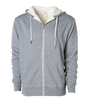 Unisex Heavyweight Sherpa Lined Heather Zip Hood – product view 3