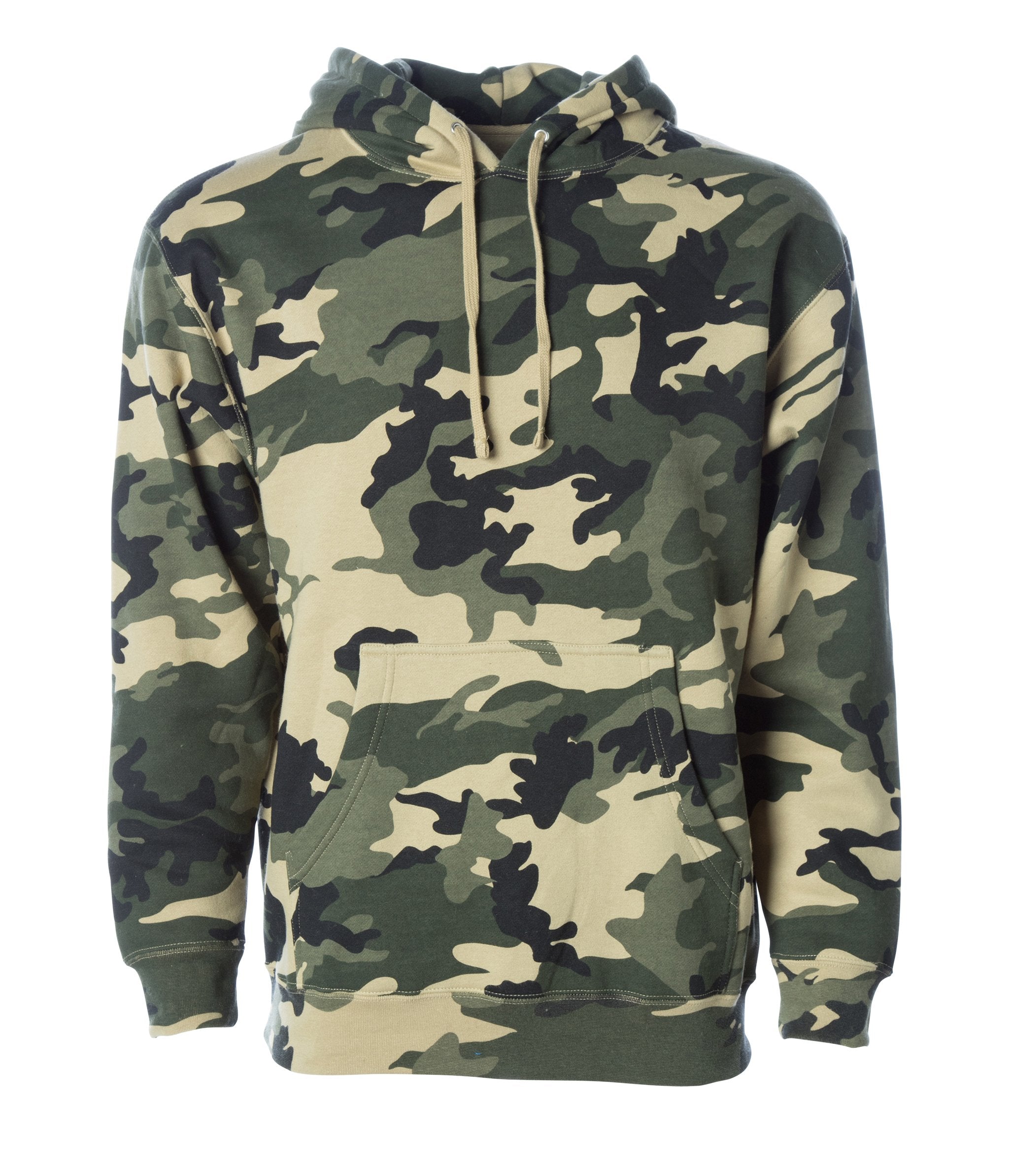 IND4000 Men's Heavyweight Hooded Pullover Sweatshirt in Army Camo