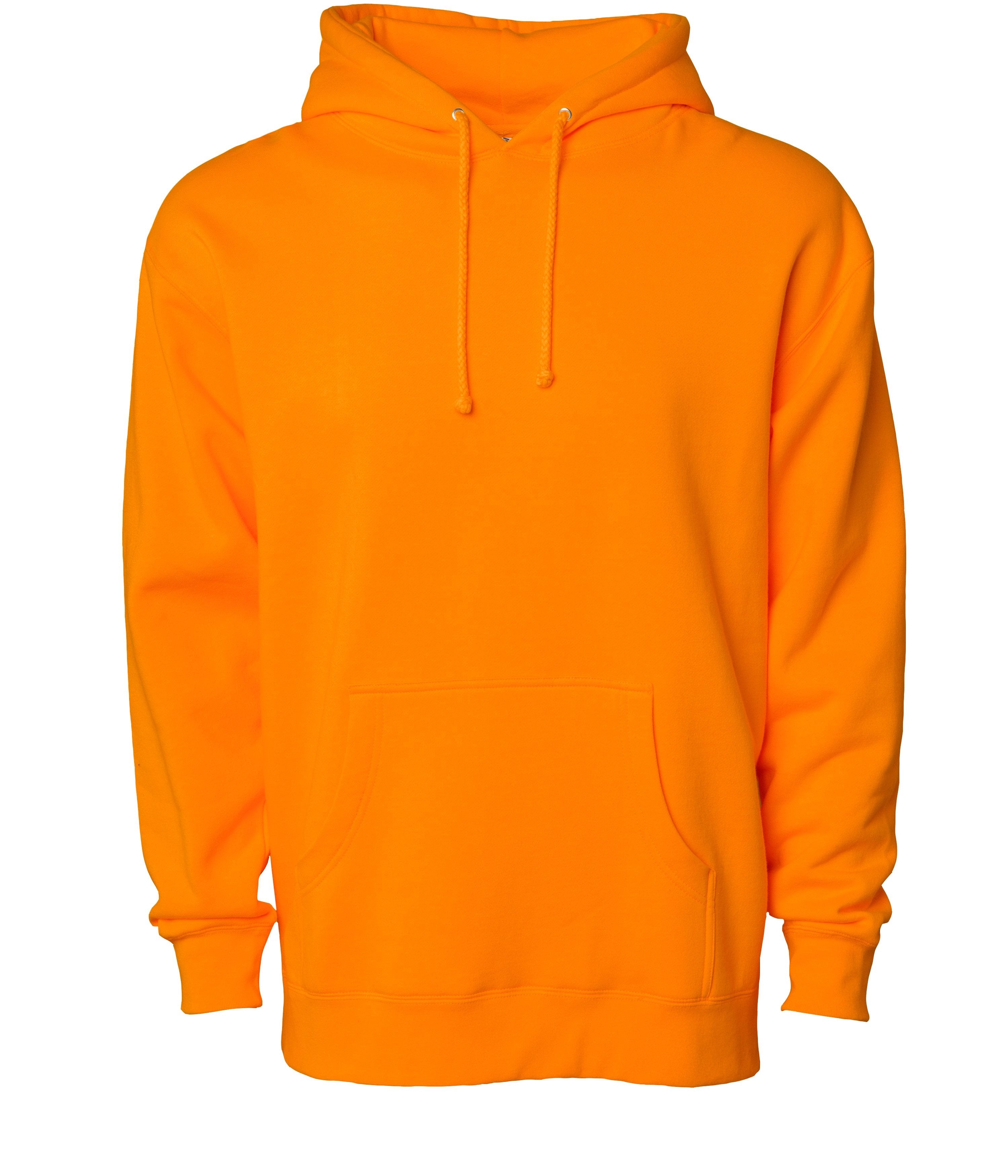 IND4000 Men's Heavyweight Hooded Pullover Sweatshirt in Safety Orange