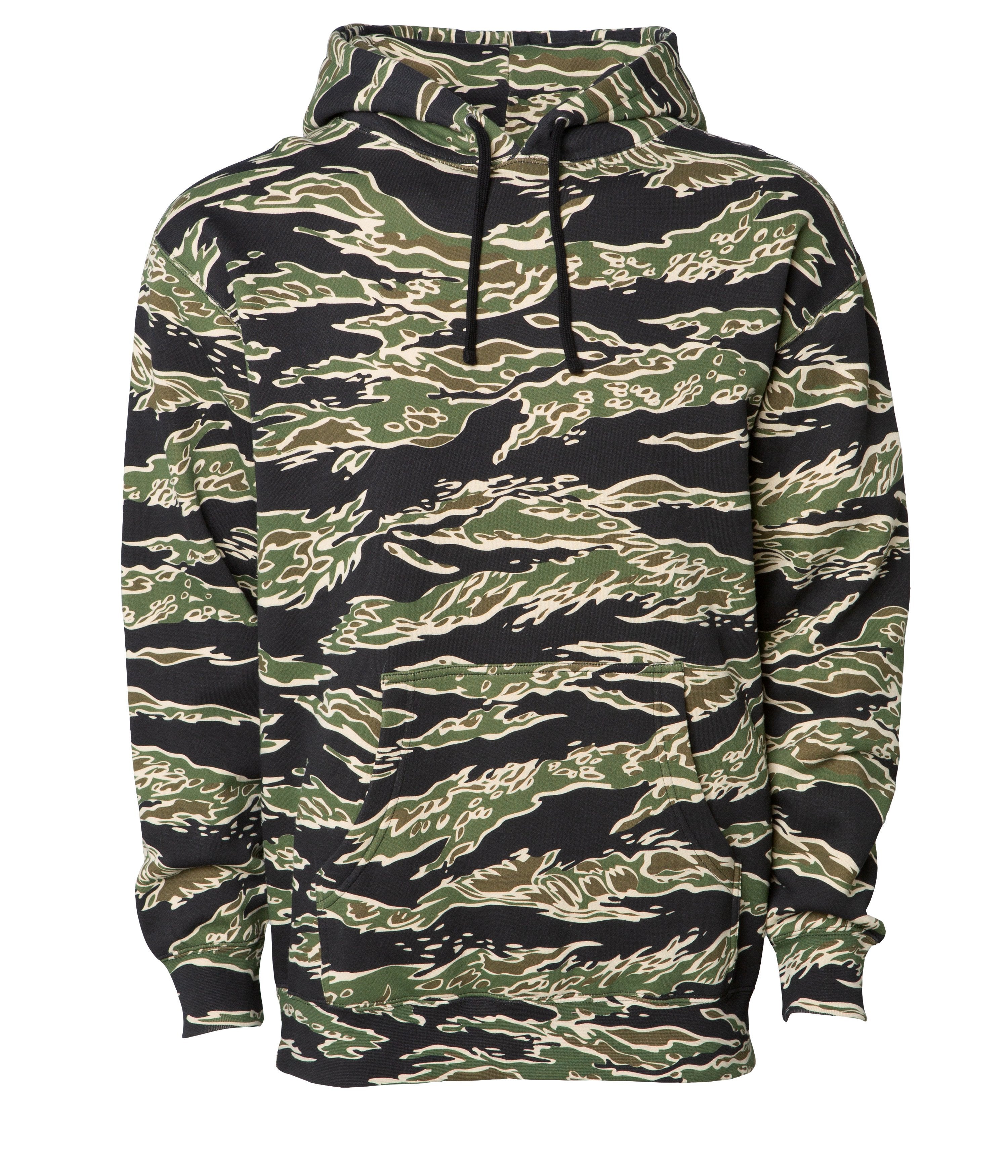 IND4000 Men's Heavyweight Hooded Pullover Sweatshirt in Tiger Camo