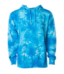 PRM4500TD Unisex Midweight Tie Dye Hooded Pullover Sweatshirt in Tie Dye Aqua Blue