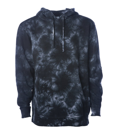 PRM4500TD Unisex Midweight Tie Dye Hooded Pullover Sweatshirt in Tie Dye Black