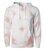 PRM4500TD Unisex Midweight Tie Dye Hooded Pullover Sweatshirt in Tie Dye Dusty Pink
