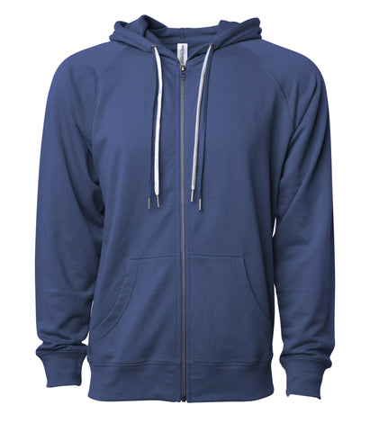 Unisex Lightweight Loopback Terry Zip Hood